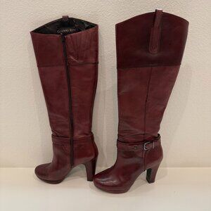 Gianni Bini Jori Oxblood Boots Size 6.5 Leather Knee High Riding Boots with Box